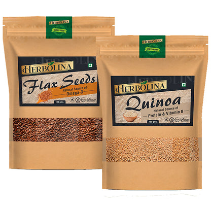 Herbolina Combo Pack of Flax Seeds & Quinoa (100gm Each) - Classic Derma