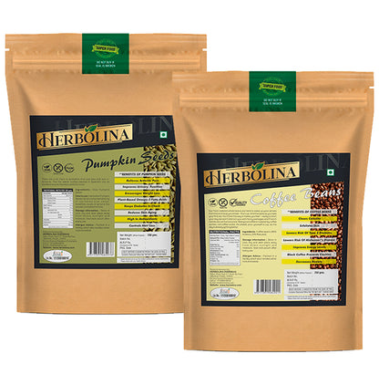 Herbolina Combo Pack of Pumpkin Seeds & Coffee Beans (250gm Each)