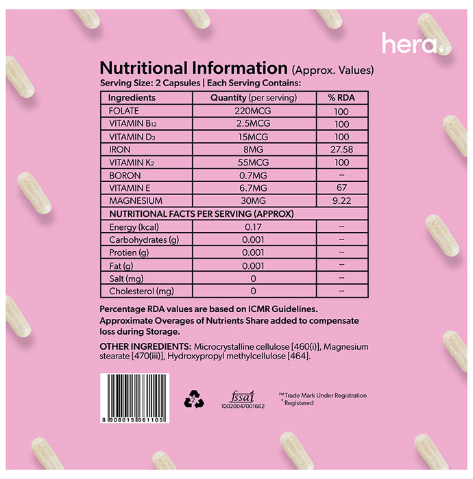 Hera Women Wellness Bundle Combo Pack of Women Multivitamin 60 Capsule + Calcium Core 60 Capsule + Omega One 30 Capsule