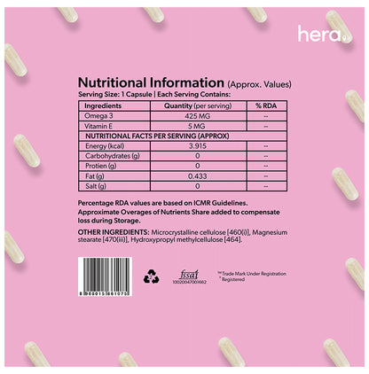 Hera Women Wellness Bundle Combo Pack of Women Multivitamin 60 Capsule + Calcium Core 60 Capsule + Omega One 30 Capsule