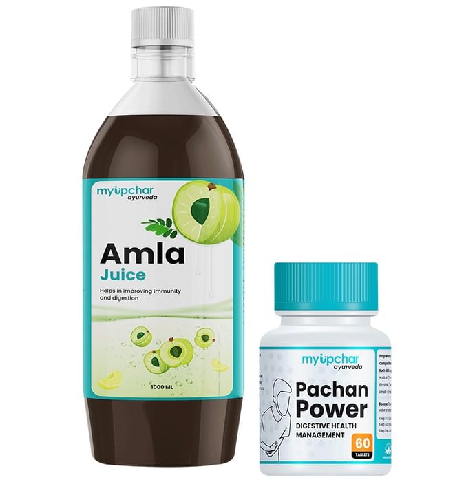 Myupchar Ayurveda Digestive Care Kit of Pachan Power Tablet (60) & Amla Juice (1000ml) - Classic Derma