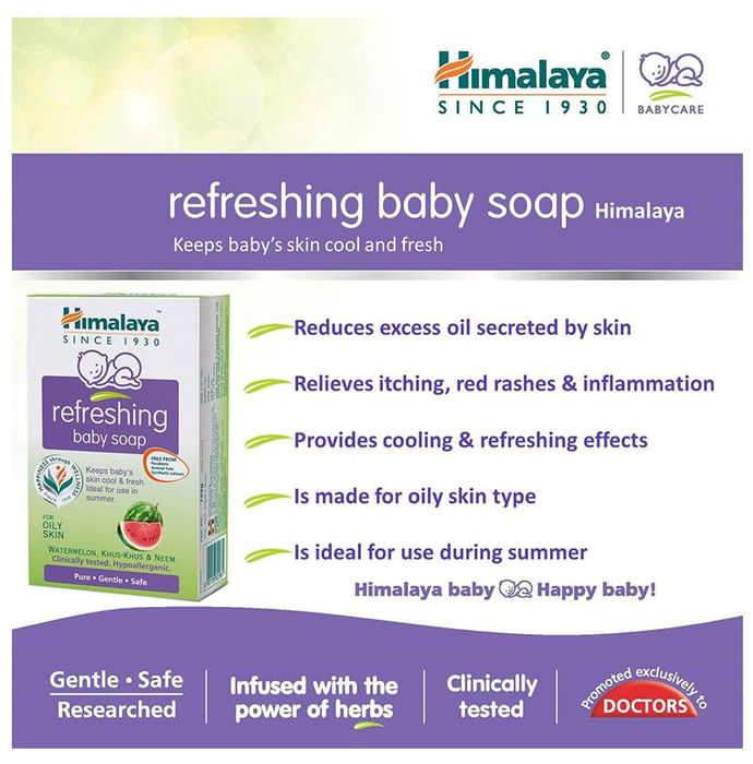Himalaya Refreshing Baby Soap for Oily Skin | Paraben-Free | Clinically Tested & Hypoallergenic