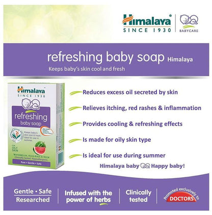 Himalaya Refreshing Baby Soap for Oily Skin | Paraben-Free | Clinically Tested & Hypoallergenic