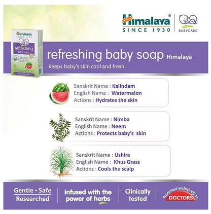 Himalaya Refreshing Baby Soap for Oily Skin | Paraben-Free | Clinically Tested & Hypoallergenic