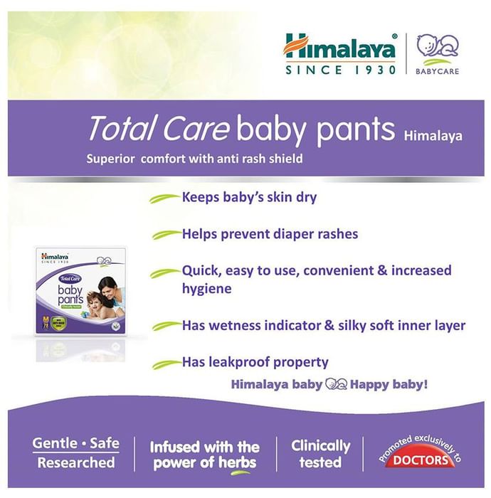 Himalaya Total Care Baby Pants | With Anti-Rash Shield & Wetness Indicator | Size Medium