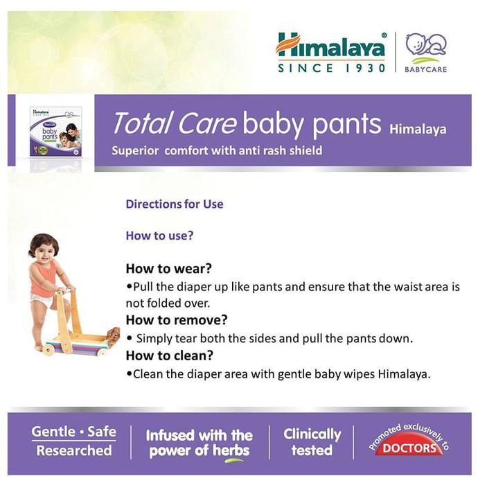 Himalaya Total Care Baby Pants | With Anti-Rash Shield & Wetness Indicator | Size Medium