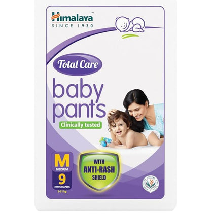 Himalaya Total Care Baby Pants | With Anti-Rash Shield & Wetness Indicator | Size Medium - Classic Derma