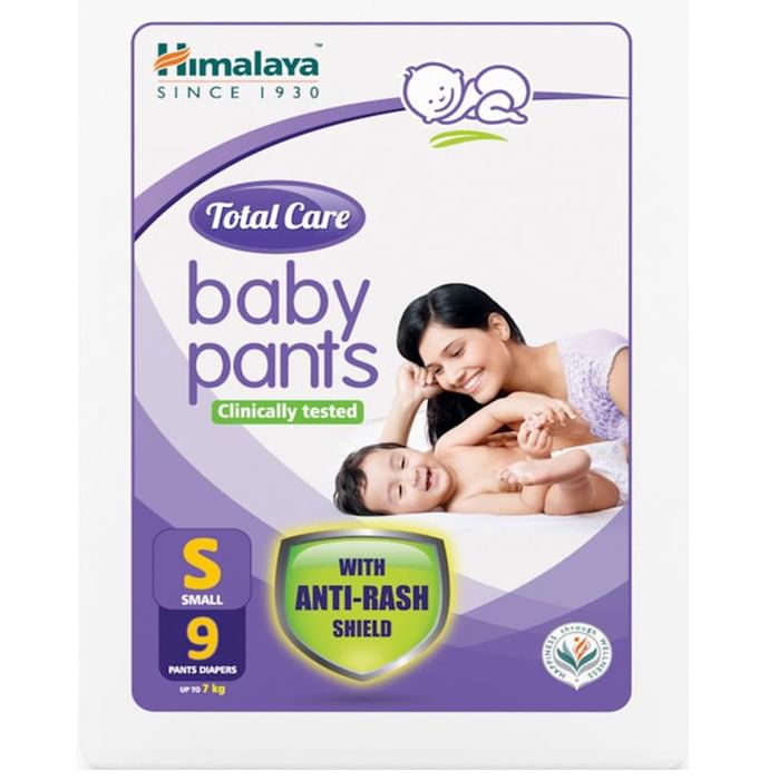 Himalaya Total Care Baby Pants | With Anti-Rash Shield & Wetness Indicator | Size Small - Classic Derma