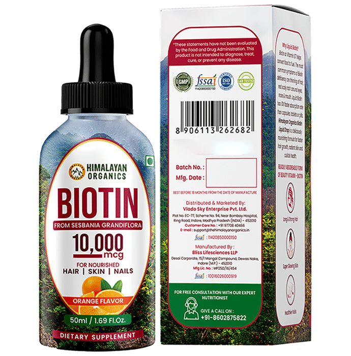 Himalayan Organics Biotin 10,000mcg Drop Orange