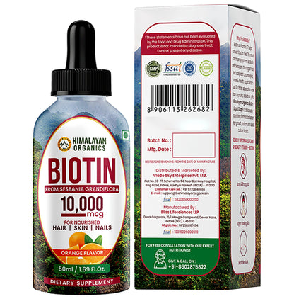 Himalayan Organics Biotin 10,000mcg Drop Orange