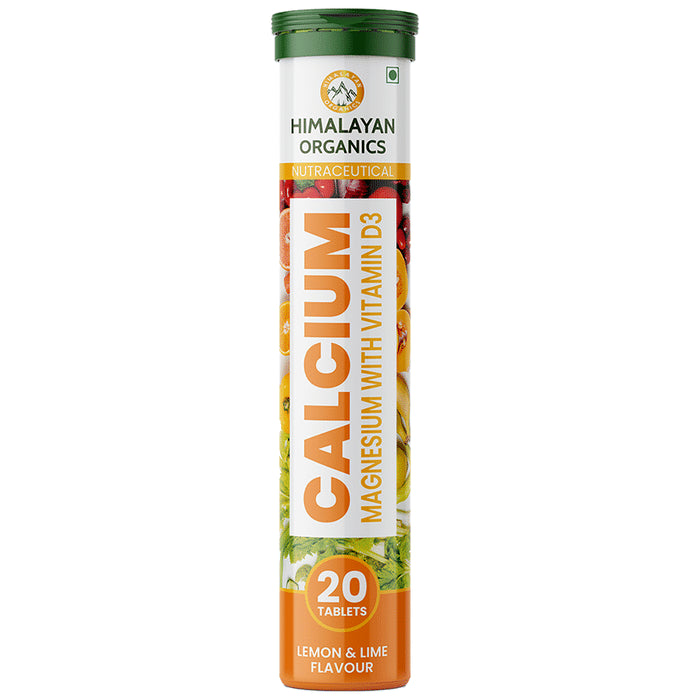 Himalayan Organics Calcium Magnesium with Vitamin D3 Effervescent Tablet Lemon and Lime - Classic Derma