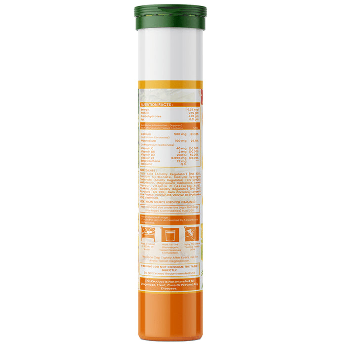 Himalayan Organics Calcium Magnesium with Vitamin D3 Effervescent Tablet Lemon and Lime