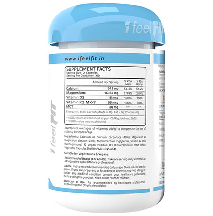 iFeelFIT Calcium+ Magnesium | With Vitamin D3 & K2-7 Bone Health | Capsule
