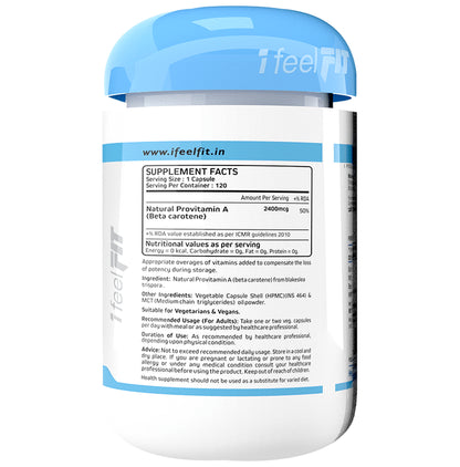 iFeelFIT Natural Vitamin A Derived from Blakslea Trispora 2400mcg Veg. Capsule