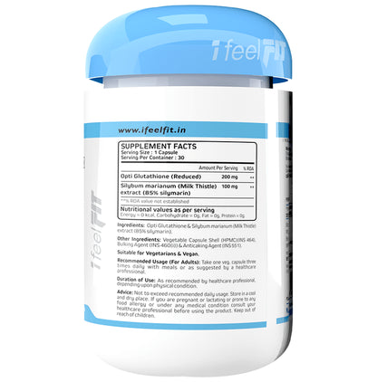 iFeelFIT Reduced & Free Form (Opti Glutathione) Glutathione + Milk Thistle High Absorption Capsule
