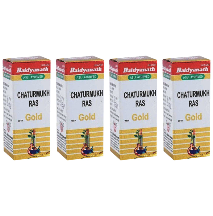 Baidyanath (Jhansi) Chaturmukh Ras with Gold Tablet (10 Each) - Classic Derma