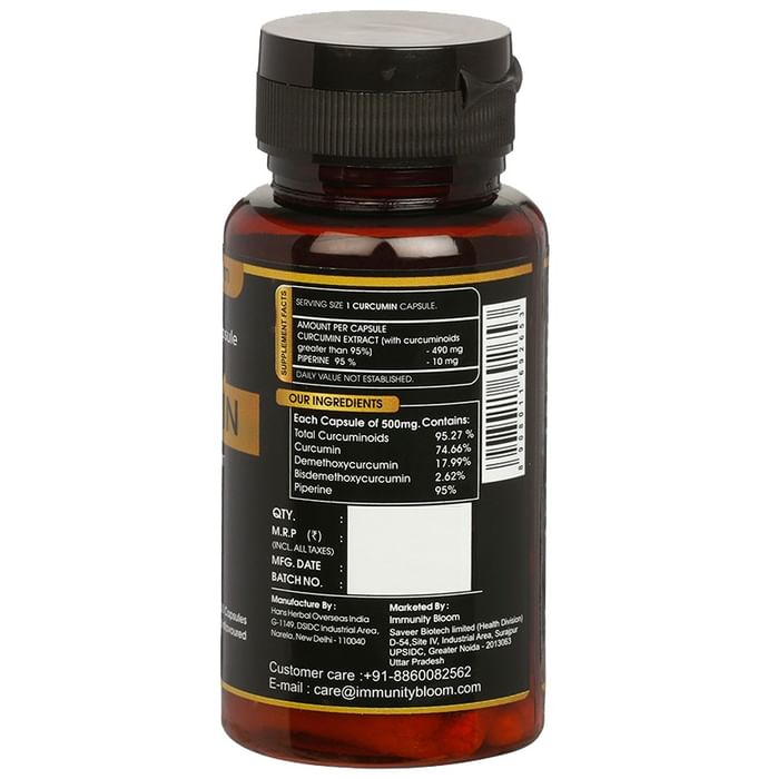 Immunity Bloom Rawcurin Premium Curcumin Capsule with Piperine Unflavored