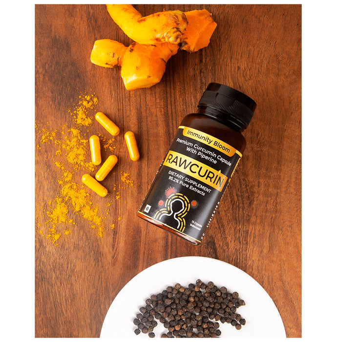 Immunity Bloom Rawcurin Premium Curcumin Capsule with Piperine Unflavored