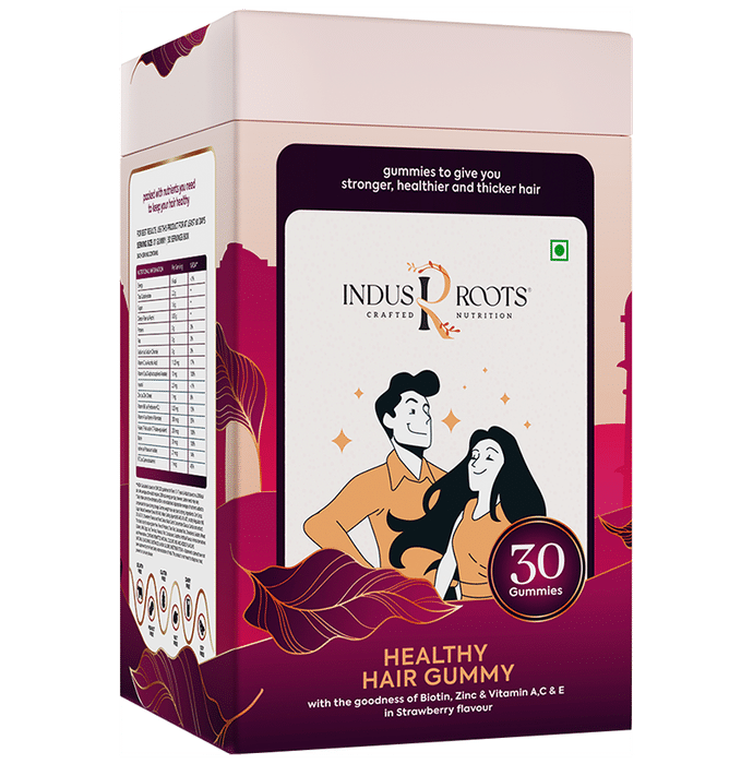 Indus Roots Healthy Hair Gummy Strawberry - Classic Derma