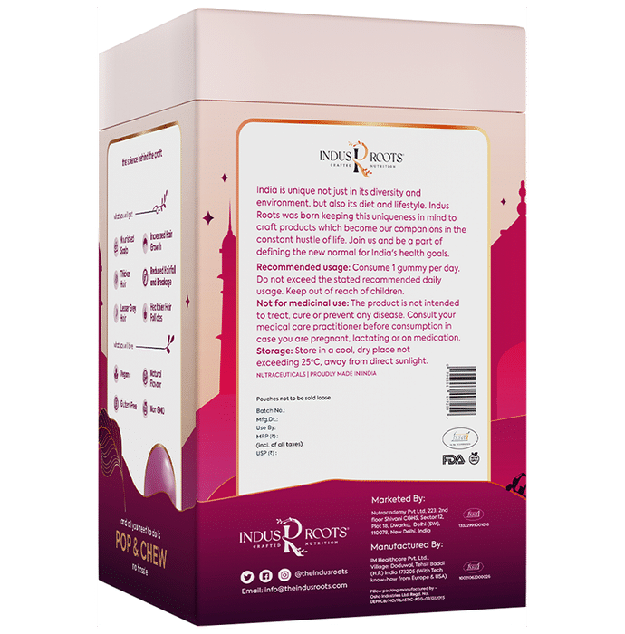 Indus Roots Healthy Hair Gummy Strawberry
