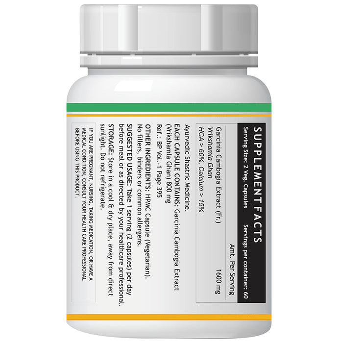 Inlife Garcinia Cambogia (60% HCA) 1600mg per serving Vegetarian Capsules
