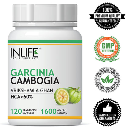 Inlife Garcinia Cambogia (60% HCA) 1600mg per serving Vegetarian Capsules