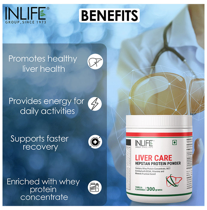 Inlife Hepstan Whey Protein with Vitamins & Minerals | For Liver Care | Flavour Vanilla Powder
