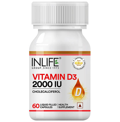 Inlife Vitamin D3 (Cholecalciferol) 2000IU | Liquid Filled Capsule - Classic Derma