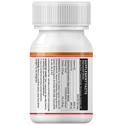 Inlife Vitamin D3 (Cholecalciferol) 2000IU | Liquid Filled Capsule