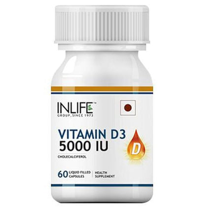 Inlife Vitamin D3 (Cholecalciferol) 5000IU | Liquid Filled Capsule - Classic Derma
