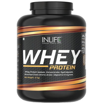 Inlife Whey Protein Powder | With Digestive Enzymes for Muscle Growth | Flavour Chocolate - Classic Derma