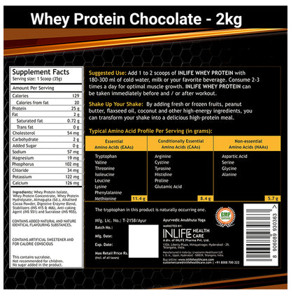 Inlife Whey Protein Powder | With Digestive Enzymes for Muscle Growth | Flavour Chocolate
