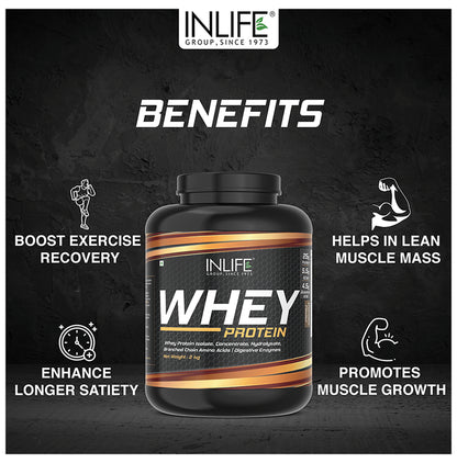 Inlife Whey Protein Powder | With Digestive Enzymes for Muscle Growth | Flavour Chocolate