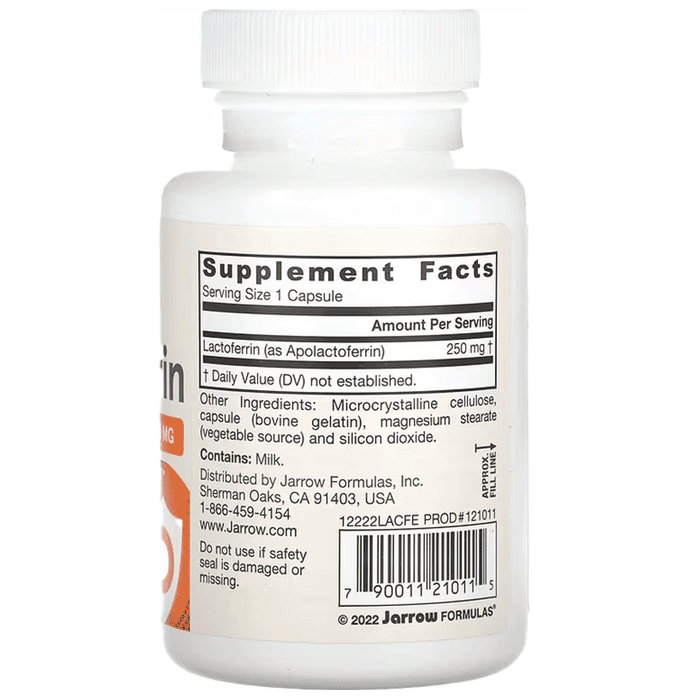 Jarrow Formulas Freeze Dried Lactoferrin 250mg Capsule | Promotes Iron Absorption & Immunity