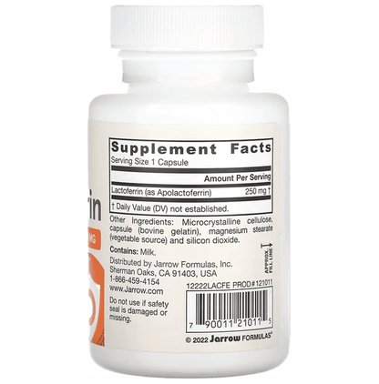 Jarrow Formulas Freeze Dried Lactoferrin 250mg Capsule | Promotes Iron Absorption & Immunity