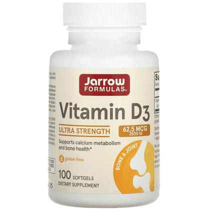 Jarrow Formulas Vitamin D3 2500IU Softgel | Supports Calcium Metabolism, Bone Health & Immunity - Classic Derma