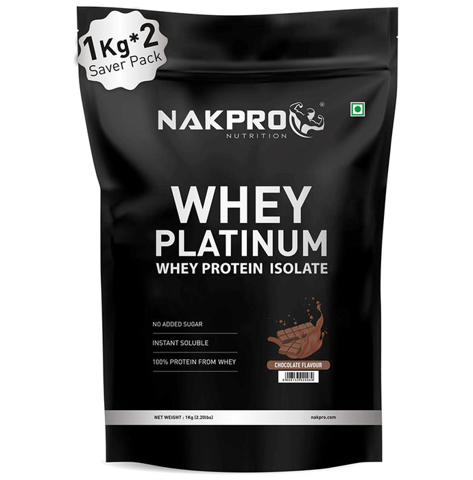 Nakpro Nutrition Whey Platinum Whey Protein Isolate (1kg Each) Chocolate - Classic Derma