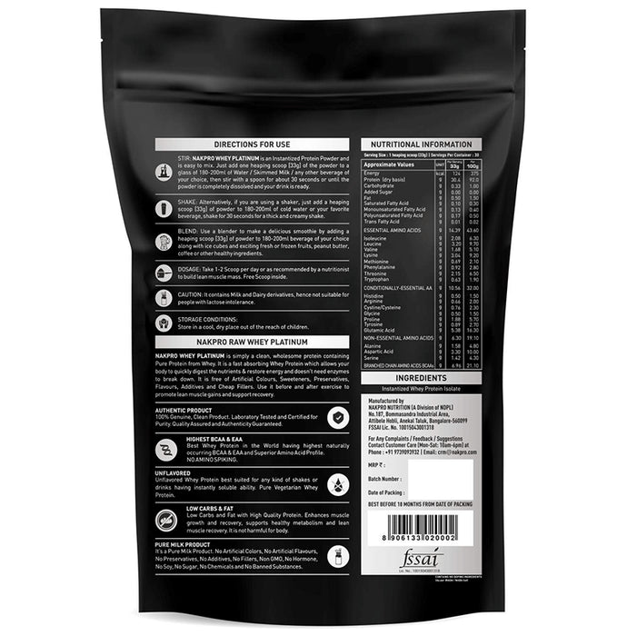 Nakpro Nutrition Whey Platinum Whey Protein Isolate (1kg Each) Chocolate
