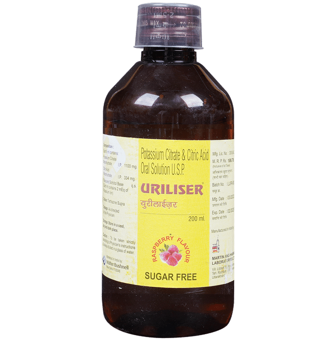 Uriliser Potassium Citrate & Citric Acid Oral Solution | Sugar-Free | Flavour Raspberry - Classic Derma