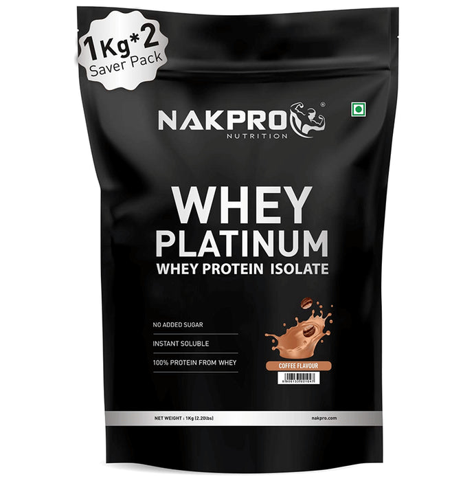 Nakpro Nutrition Whey Platinum Whey Protein Isolate (1kg Each) Coffee - Classic Derma