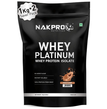 Nakpro Nutrition Whey Platinum Whey Protein Isolate (1kg Each) Coffee - Classic Derma