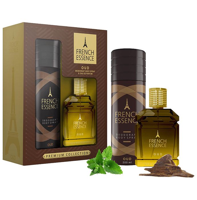French Essence Oud Deodorant Body Spray 200ml & Perfume 60ml Gift Kit - Classic Derma