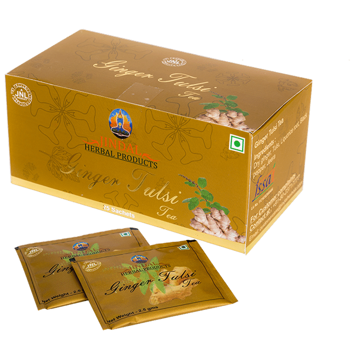 Jindal Herbal Ginger Tulsi Tea (25 Sachets) - Classic Derma