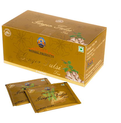 Jindal Herbal Ginger Tulsi Tea (25 Sachets) - Classic Derma
