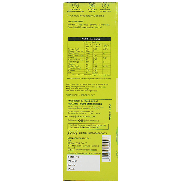 Jivika Naturals Wheat Grass Juice