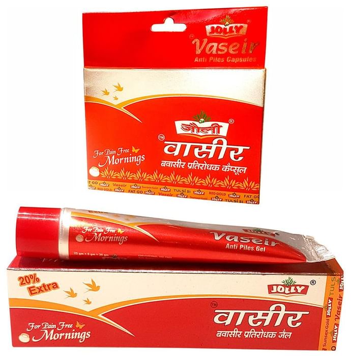Jolly Combo Pack of Vaseir Piles Capsules & Gel - Classic Derma