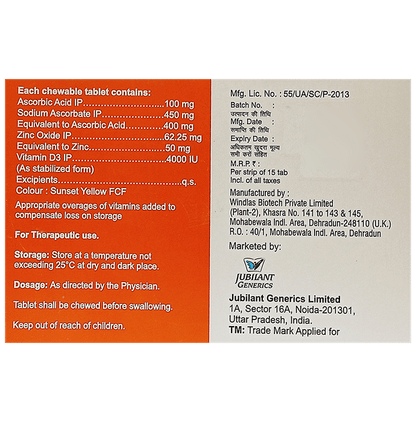 Jubihealth Chewable Tablet Orange Sugar Free