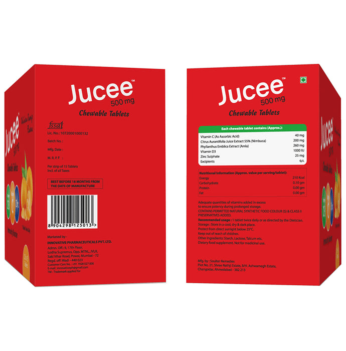 Jucee 500mg Chewable Tablet (15 Each) Delicious Orange