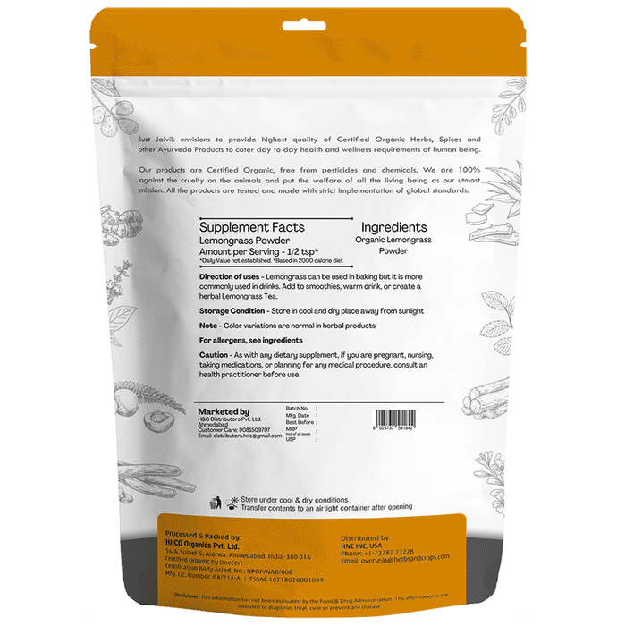 Just Jaivik Organic Lemongrass Powder