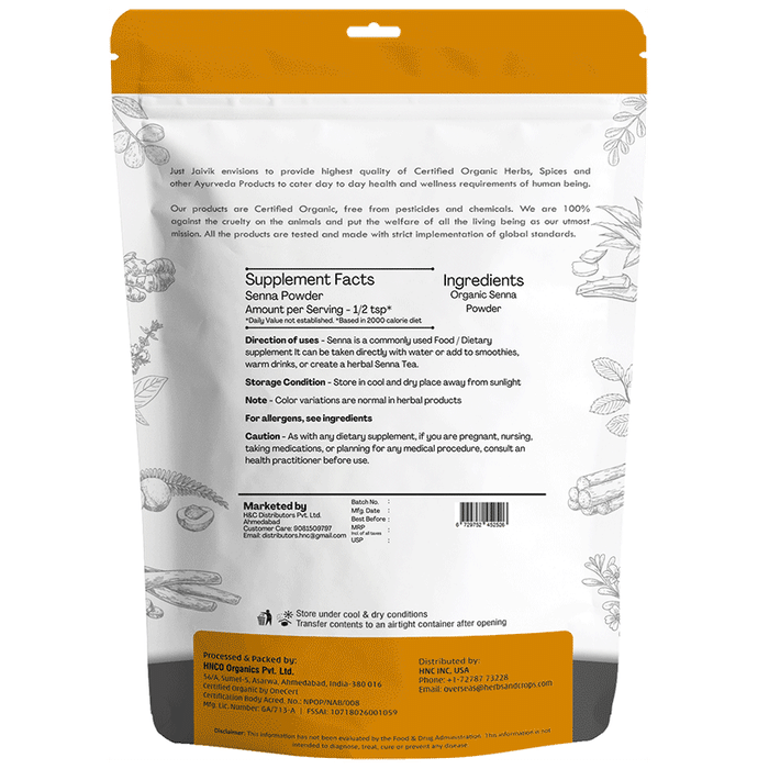 Just Jaivik Organic Senna Leaves Powder
